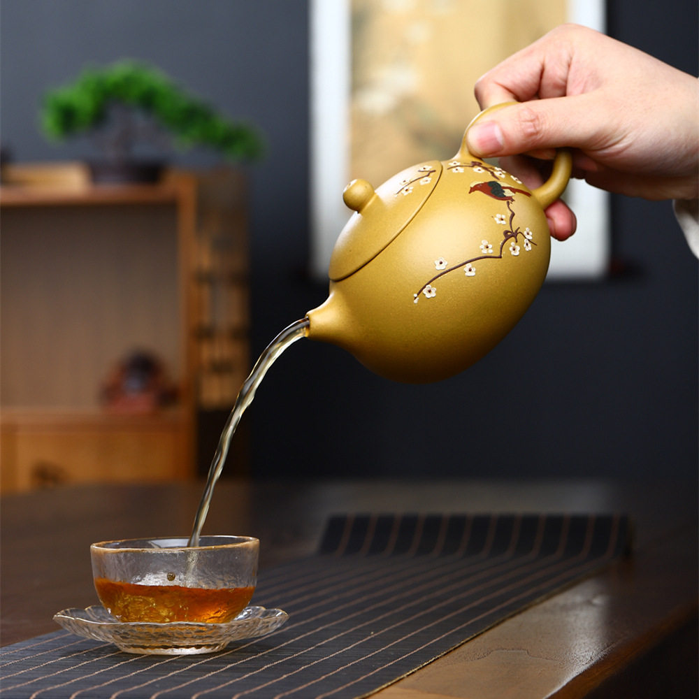 Yixing purple clay pot wholesale famous handmade home-collected clay large-capacity Xishi pot high-end tea set large tea