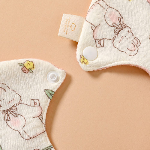 双面婴儿口水巾纯棉防水围嘴纱布柔软宝宝新生儿防吐奶花瓣围兜 - 图2