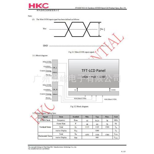 PT430CT03-14原装原厂43寸HKC液晶玻璃面板 - 图1