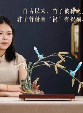 全铜工艺品知足常乐竹摆件客厅电视柜办公桌家W居创意装饰品