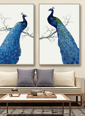 孔雀数字油画套装中式客厅手工丙烯填色画 60x90cm可定制