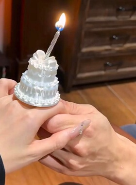 蛋糕蜡烛戒指创意ins风生日装饰戒指3d打印拍照出片神器小众首饰