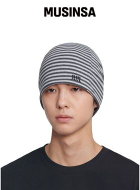 NOMANUAL NM 条纹毛线帽 - 灰色 MUSINSA韩国直邮官方正品