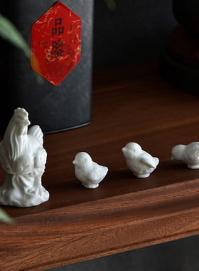 陶瓷创意手工小动物可爱小鸡母鸡园艺茶室桌面奇趣摆件装饰品造景