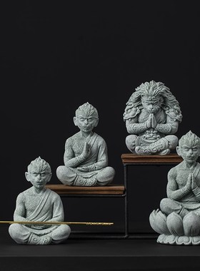 国风青砂石黑神话悟空金箍棒摆件齐天大圣家居办公室客厅桌面装饰