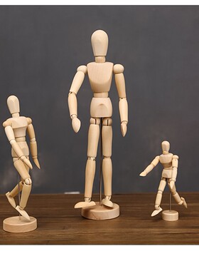 创意木头人关节手指模型人物画 画画 画可动木偶人摆件美术家居装