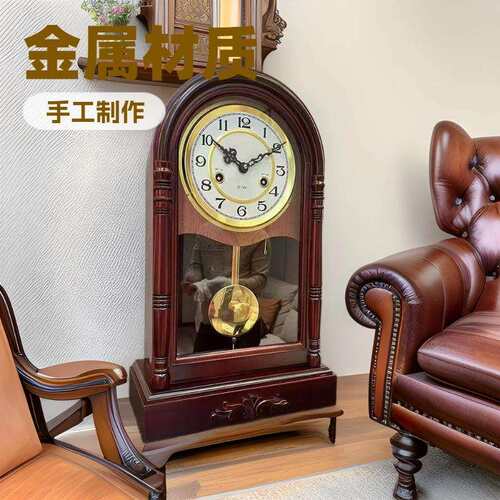 实木北极星机械机芯立钟打点报时上链老式复古怀旧客厅钟表 - 图0