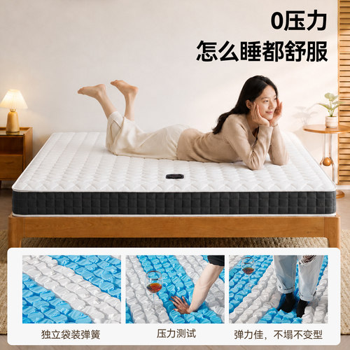 海马飞雪可拆洗薄款床垫12cm厚席梦思乳胶家用高箱床垫独立弹簧 - 图2