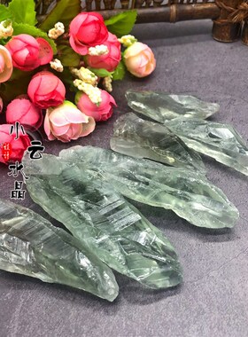 天然绿水晶原石 大颗粒碎石绿长牙原石  产地直销