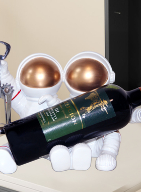 轻奢太空人斜放红酒架子玄关客厅酒柜装饰品现代简约家居乔迁礼物