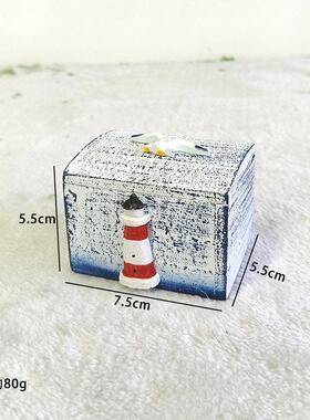 海洋风海底小木箱装饰摆件地中海风格沙滩木盒子创意摆台道具摆设