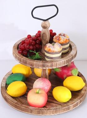 木制托盘甜品架森系双层三层蛋糕盘木质甜品台装饰托盘展示架道具