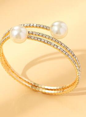 星光闪闪满天星多层叠戴珍珠手链女轻奢小众精致锆石手镯手饰