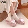 2026 New KT Cat Polka Dot Fabric Slippers Women's Home Soft Sole Non-Slip Silent Comfort Four Seasons One-Word Floor Shoes