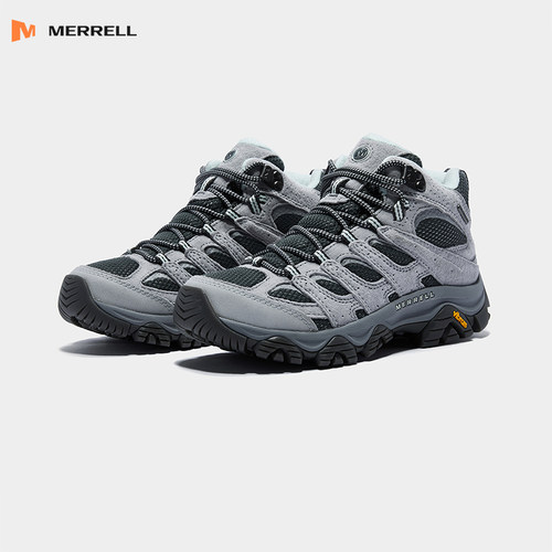 MERRELL迈乐MOAB 3 MID WP钛银灰女中帮防泼水户外徒步爬山登山鞋 - 图0