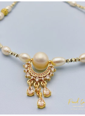 珍珠猫ins风捕梦网天然珍珠项链