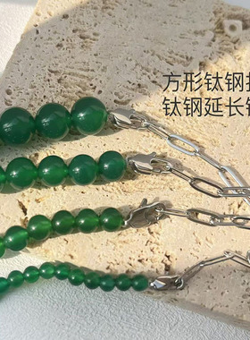 厂家直销A级天然绿玛瑙项链新中式国风气质高级红圆珠颈链不掉色