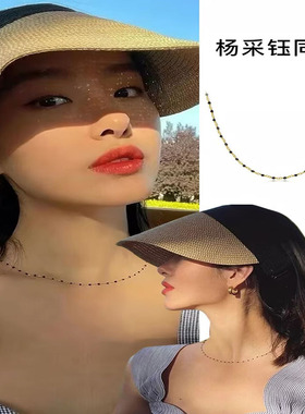绝美法式白色珐琅锁骨链杨采钰同款不掉色项链百搭精致黑色豆豆链