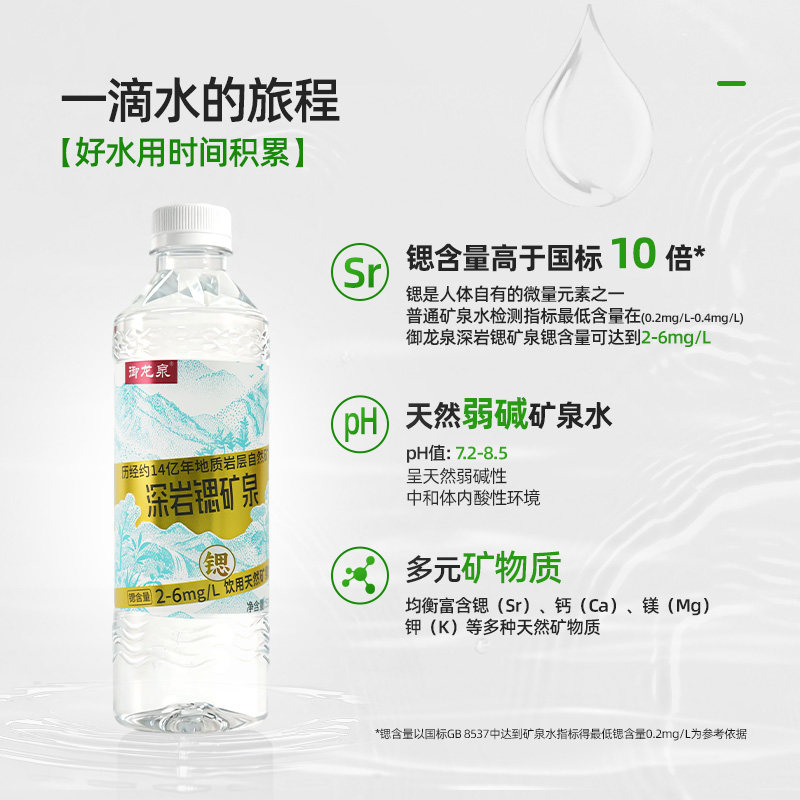 御龙泉深岩锶矿泉水536ml*12瓶弱碱性天然饮用水含锶山泉水整箱批