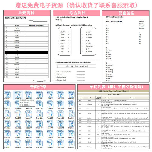 1000 basic words英语1000词点读版小学常见词单词典核心版词汇书 - 图2