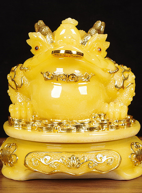 玉石金蟾摆件招财聚宝盆可旋转公司前台店铺开业礼品家居装饰品