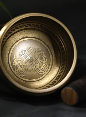 西藏颂钵尼泊尔手工佛音碗铜罄钵盂瑜伽冥想音疗钵静心钵法器摆件