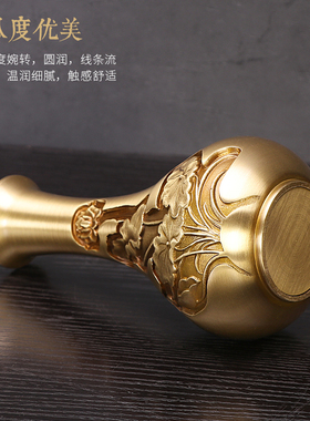 思友 纯铜花瓶中式家居客厅装饰品干花插花器工艺品礼品创意摆件