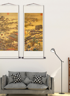 乾隆国画名家字画十二月令装饰国画名家清朝挂画丝绸画礼品套装画