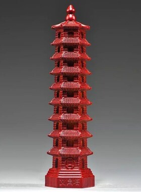 绿色木质13层文昌塔摆件礼品实木质九层文昌塔家居办公室装饰摆设
