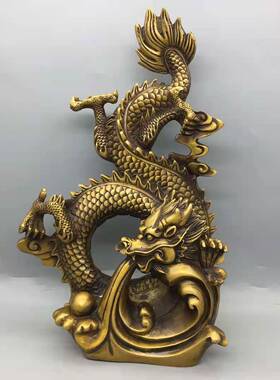 纯铜龙摆件飞龙在天盘龙柱五爪青龙戏珠龙形桌面装饰动物玄关礼品