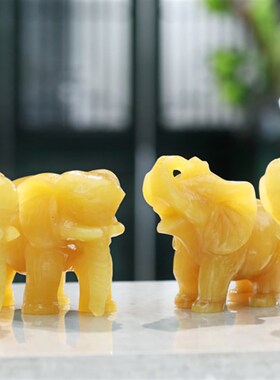 奉祺天然玉石雕刻一对大象摆件吉祥吸水象客厅玄关办公大门口摆设