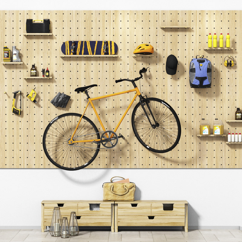 Customized hole board solid wood Nordic storage wall rack wall hanging living room kindergarten decoration home