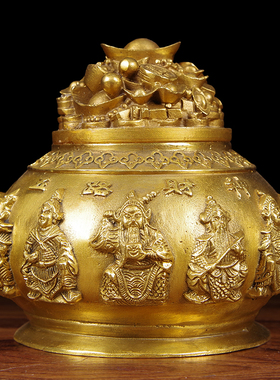 铜聚宝盆招财摆件中式家用客厅酒柜玄关装饰礼品聚财黄铜財源滚滚