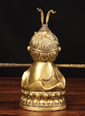 披风款铜坐莲花悟空摆件 铜齐天大圣摆件 铜孙悟空摆件