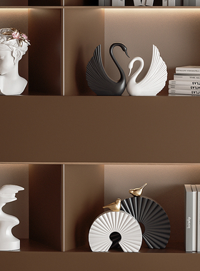 艺术软装客厅展示架摆件黑白侘寂风高级感小众新居书房酒柜装饰品