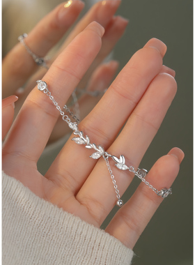 月售500+S999纯银麦穗流苏手链女