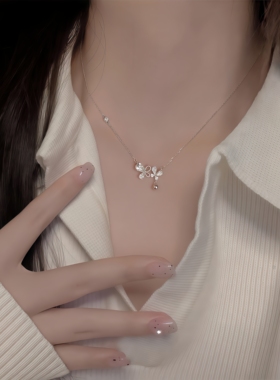 月售500+S999纯银蝶梦蝴蝶结项链