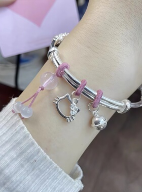 月售500+999足银Kitty猫实心手镯