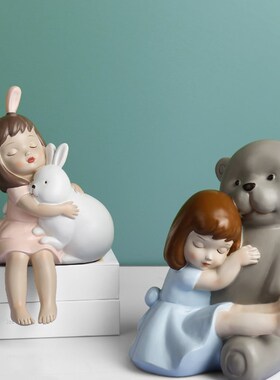 呆萌女孩创意摆件儿童女生房间布置桌面摆设卡通娃娃暖心家居饰品