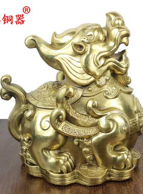 宇卓铜器 纯铜貔貅黄铜貔貅皮丘财字铜貔貅工艺品摆件