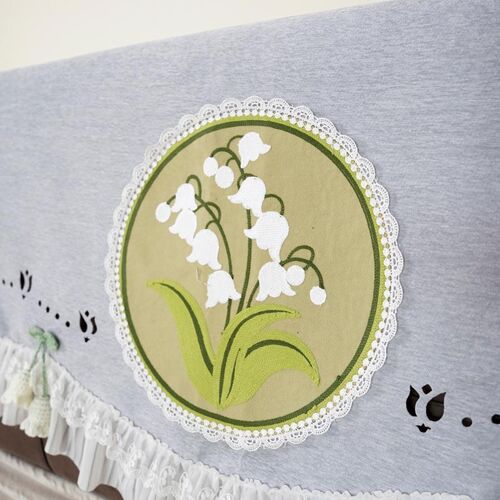 布艺床头罩简约软包刺绣床头盖布万能通用床头套轻奢床头改造神器 - 图2