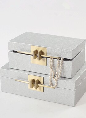 新中式首饰盒床头柜梳妆台售楼处收纳盒样板房间客厅玄关桌面摆件