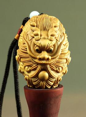黄杨木雕刻中式家居祥龙戏珠挂件工艺品文玩手把件男挂饰生肖龙珠