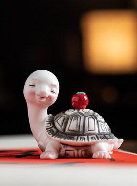 陶瓷可爱卡通小乌龟摆件精品茶玩茶台桌面庭院鱼缸造景盆景装饰品