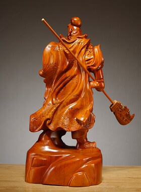 花梨木雕刻武财神关公像公司开业送礼摆件大号家居客厅装饰工艺品