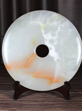 天然玉石镇宅保平安办公室家居客厅红花冰玉扣和氏璧乔迁装饰礼品