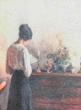 安宁与闲法式小众覆古风装饰画组合壁画P007三联3570
