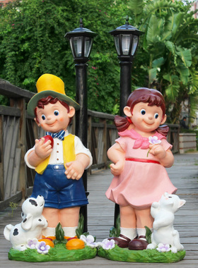 户外卡通人物玻璃钢儿童雕塑公园林景观装饰广场学校小品娃娃摆件