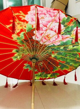 古风流苏伞 女士汉服拍照道具花伞走秀伞 古代古装伞复古结婚红伞