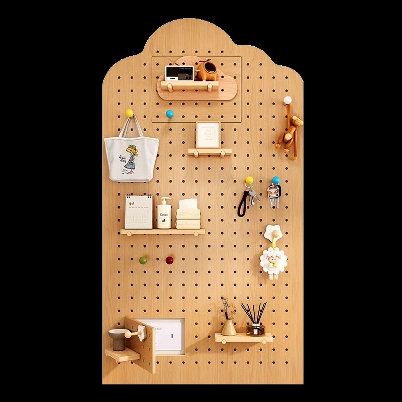Entrance hole board custom-made storage rack wooden style wall display storage wall cloud storage rack wall hanging clothes rack